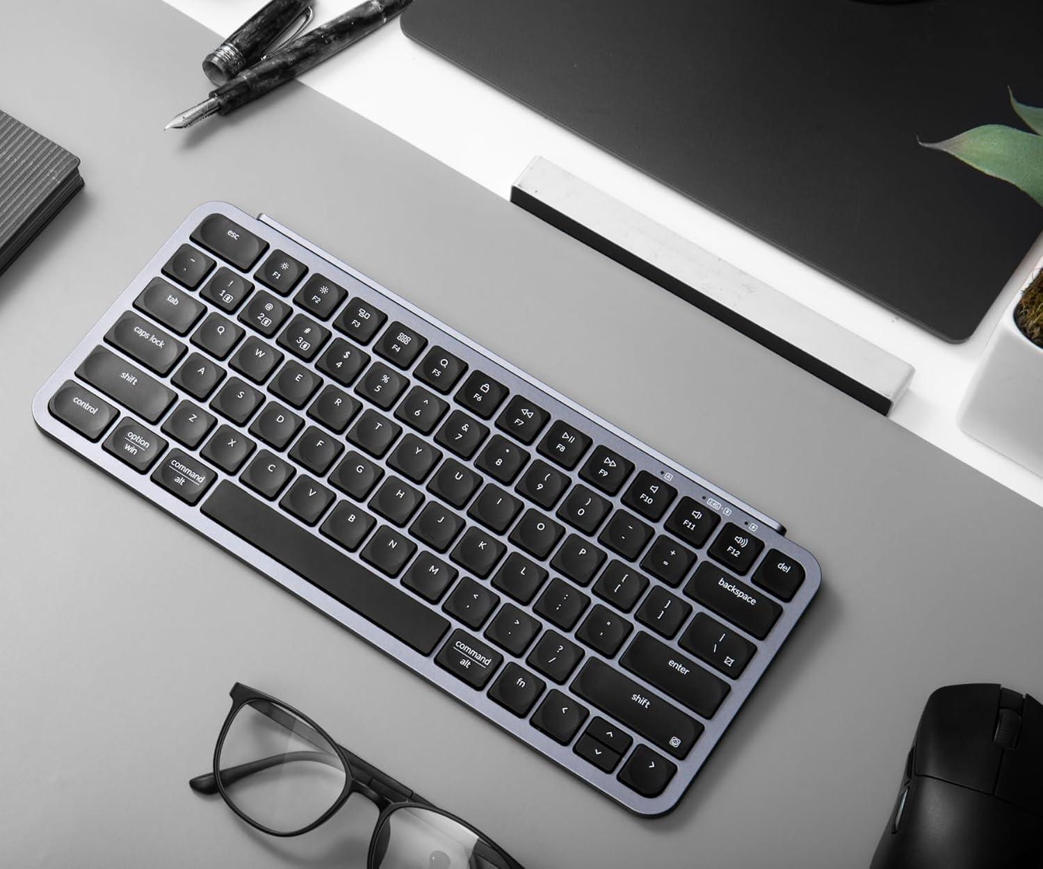 imageKeychron B1 Pro UltraSlim Wireless ZMK Custom Keyboard Programmable Bluetooth24 GWired Lightweight with 1200Hour Long Battery Life Quiet Key for MacWindows Space GraySpace Gray