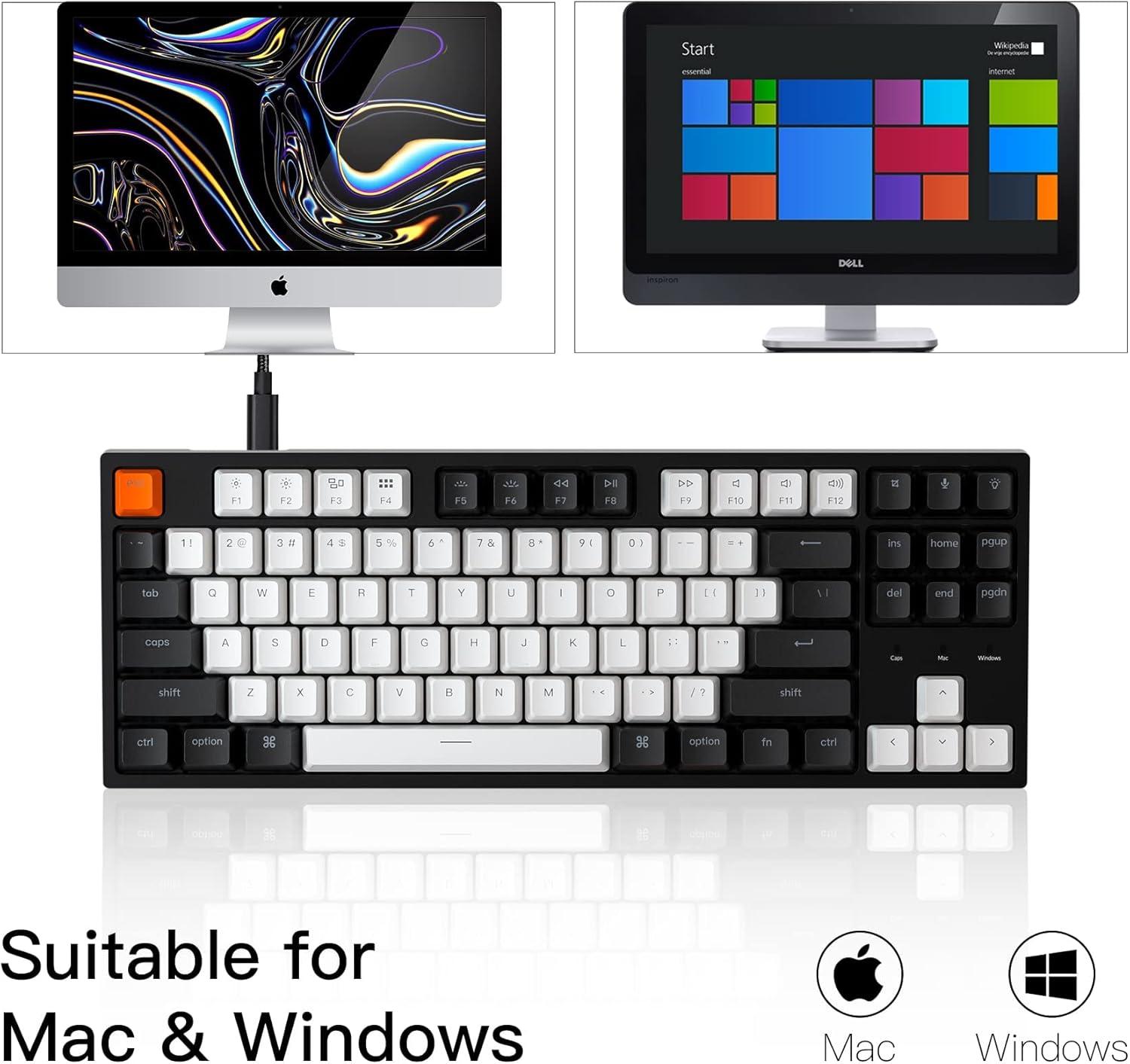 imageKeychron C1 Hotswappable Wired Mechanical Keyboard with Gateron G Pro Red SwitchDoubleShot ABS KeycapsWhite BacklightUSB TypeC Cable Tenkeyless 87 Keys Computer Keyboard for Mac Windows PCHotswap Gateron G Pro Brown Switch