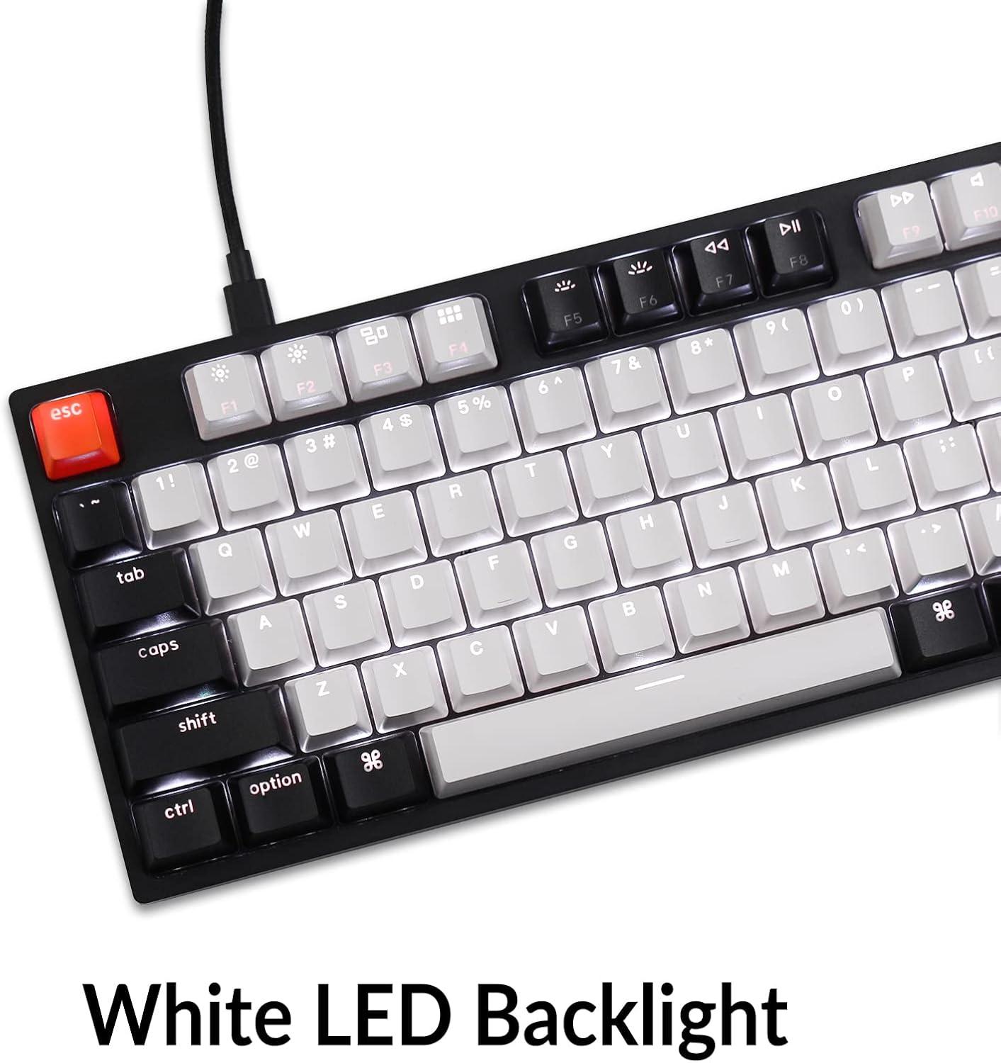 imageKeychron C1 Hotswappable Wired Mechanical Keyboard with Gateron G Pro Red SwitchDoubleShot ABS KeycapsWhite BacklightUSB TypeC Cable Tenkeyless 87 Keys Computer Keyboard for Mac Windows PCHotswap Gateron G Pro Red Switch