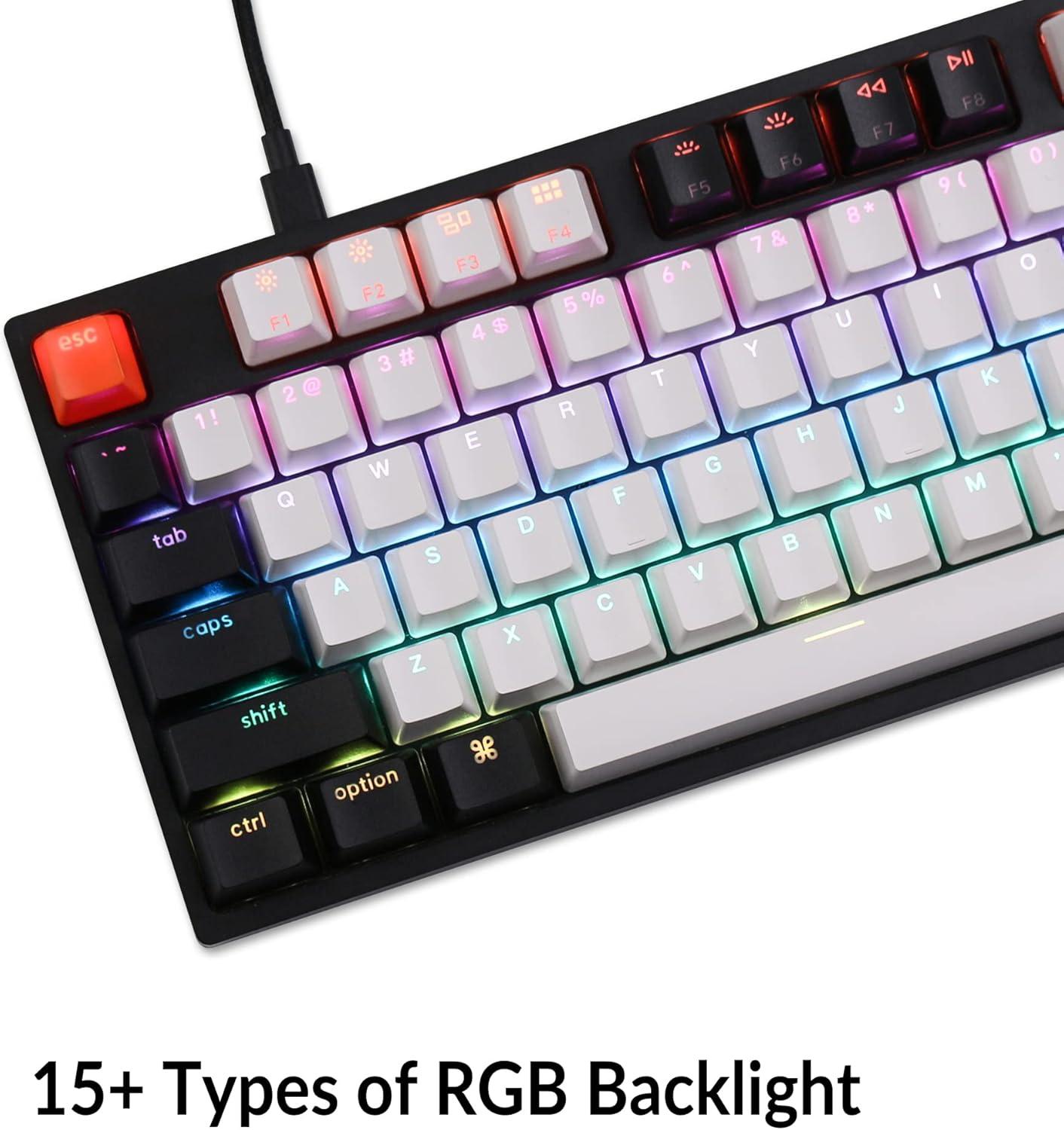imageKeychron C1 Wired Mechanical Keyboard TKL RGB Backlit with DoubleShot ABS Keycaps 87 Keys HotSwappable Prelubed Linear Switch Compatible with Mac WindowsGateron G Pro Red Switch