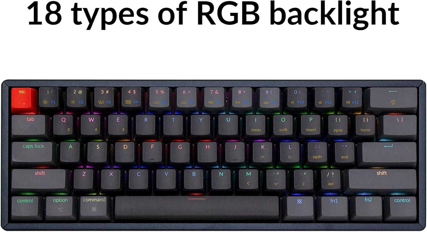 imageKeychron K12 60 Layout RGB HotSwappable Bluetooth WirelessUSB Wired Mechanical Keyboard with Gateron G Pro Brown Switch Aluminum Frame Compact 61Key Computer Keyboard Compatible with Mac WindowsGateron G Pro Brown Switch