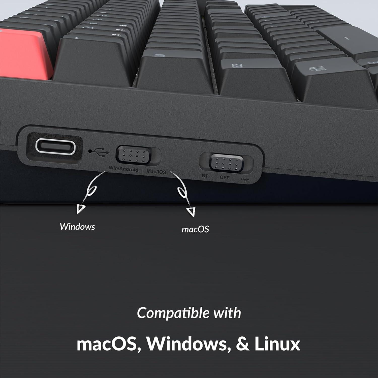 imageKeychron K4 96 Layout 100 Keys Wireless Bluetooth 51Wired USB Mechanical Gaming Keyboard with Gateron G Pro Brown Switch White LED Backlight NKey Rollover for Mac Windows PCVersion 2Hotswappable Keychron Super Brown Switch