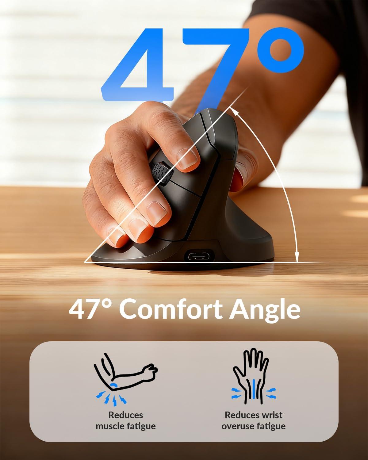 imageKeychron M5 8K Vertical Ergonomic Mouse Wireless 24 GHzBluetooth 53Wired Computer Mice Rechargeable 5 Levels Up to 30K DPI with Programmable Buttons for Laptop macOSWindows WhiteBlack