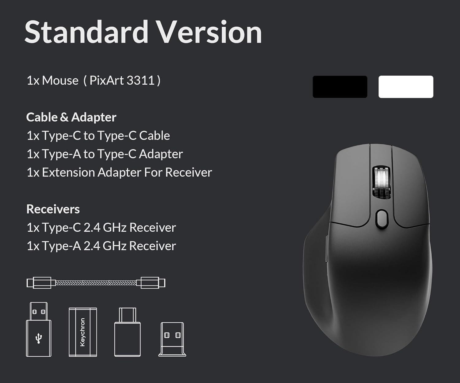 imageKeychron M6 Wireless All Silent Gaming Optical Mouse 1000Hz TriMode 24 GHzBluetooth 53Wired PixArt 3311 Sensor 12000 DPI Magnetic Metal Scroll Wheel for Windows PCMac WhiteWhite