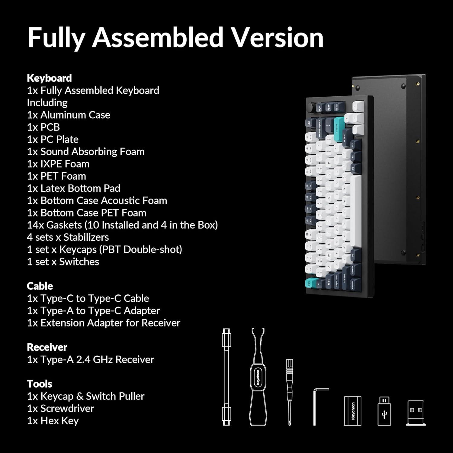 imageKeychron Q1 Max RGB QMKVIA Custom Mechanical Keyboard HotSwappable Full Metal Programmable Knob with Gateron Jupiter Red Switch 24 GHzBluetoothWired Gaming Keyboard for Mac Windows LinuxRed Switch