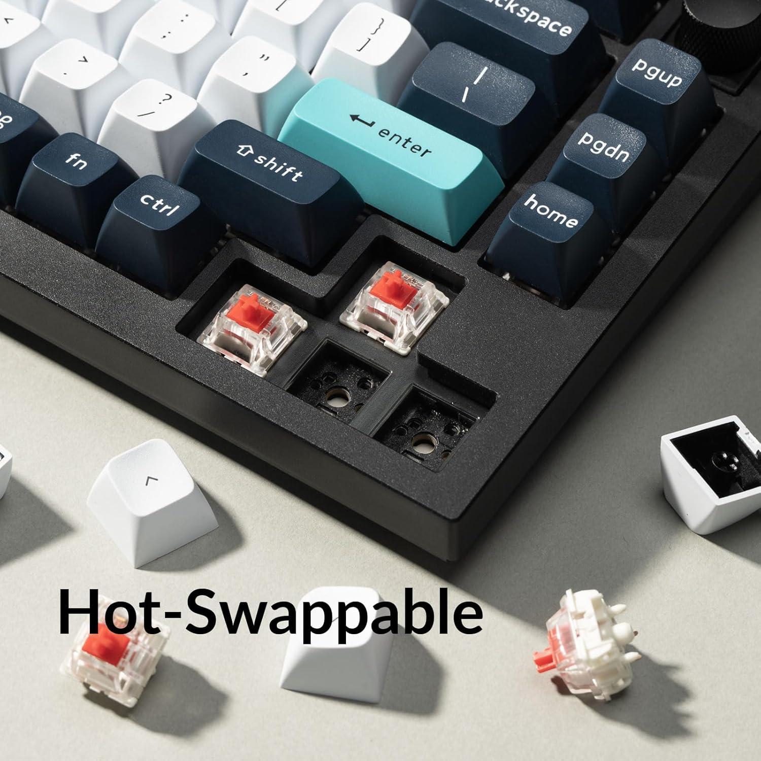 imageKeychron Q1 Max RGB QMKVIA Custom Mechanical Keyboard HotSwappable Full Metal Programmable Knob with Gateron Jupiter Red Switch 24 GHzBluetoothWired Gaming Keyboard for Mac Windows LinuxRed Switch