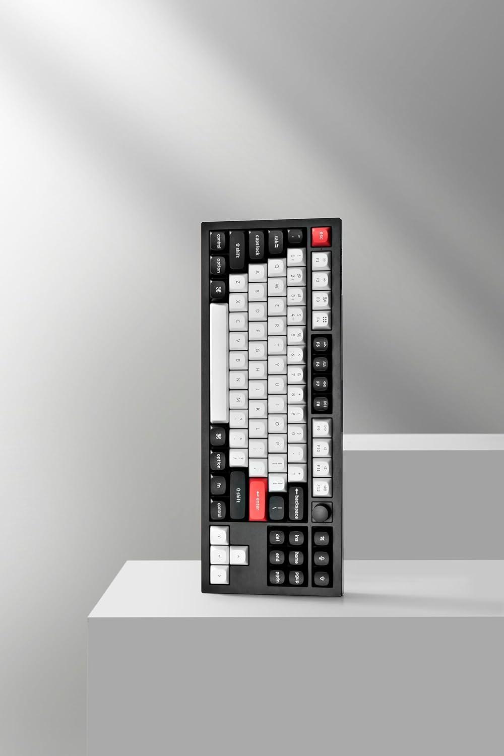 imageKeychron Q3 HE QMK Wireless Custom Mechanical Keyboard with Knob 24 GHzBluetoothWired 80 Layout HotSwappable Programmable RGB Backlit Gateron Magnetic Switches for Mac Windows Shell WhiteCarbon Black