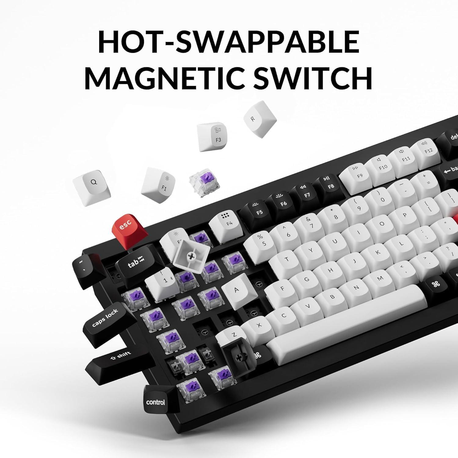 imageKeychron Q5 HE QMK Wireless Custom Mechanical Keyboard with Knob 24 GHzBluetoothWired 96 Layout HotSwappable Programmable RGB Backlit Gateron Magnetic Switches for Mac Windows Shell WhiteCarbon Black