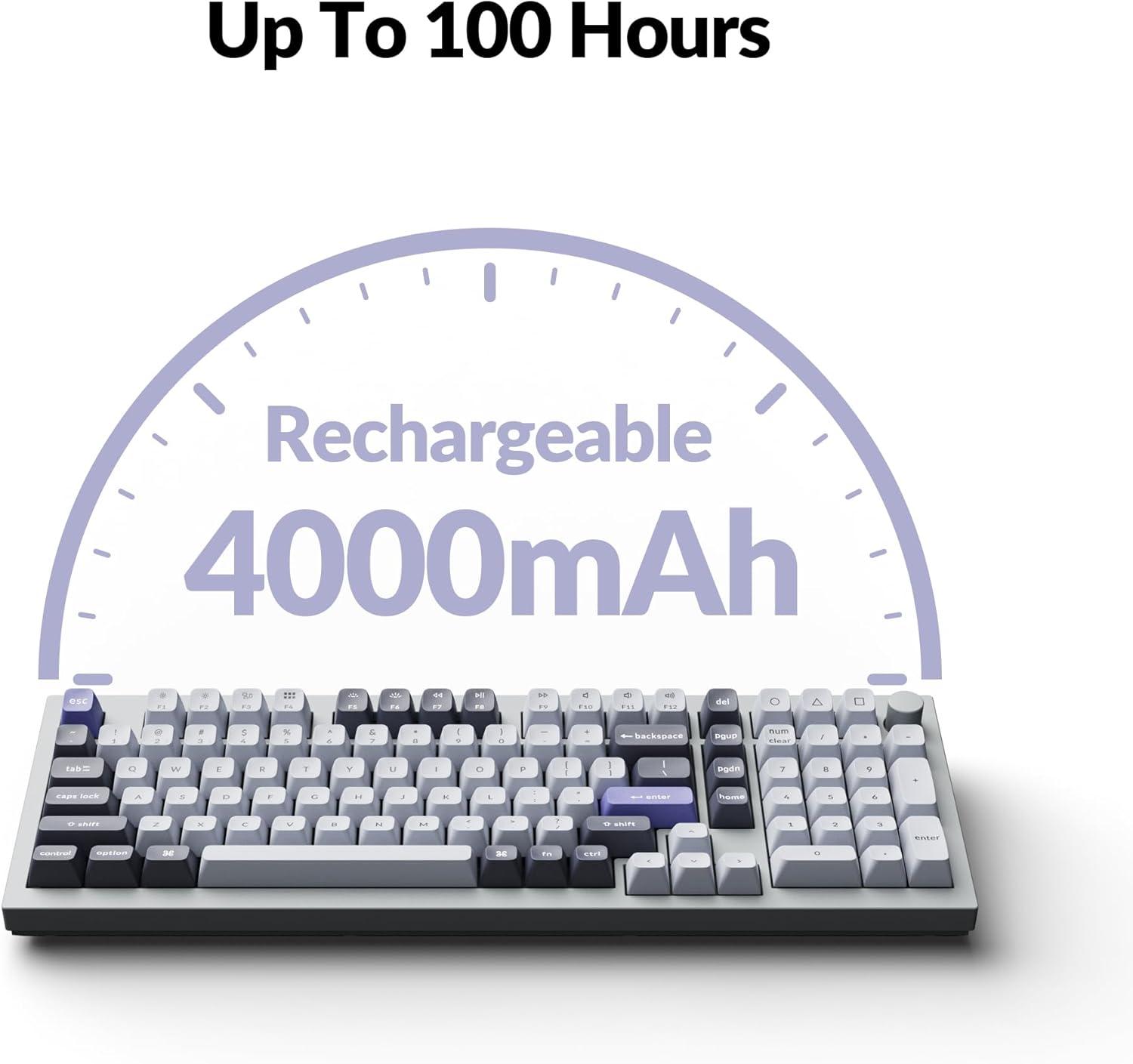 imageKeychron Q5 Pro QMKVIA Wireless Custom Mechanical Keyboard 96 Layout with Programmable Knob KSA DoubleShot PBT Keycaps with Hotswappable K Pro Red Switch for Mac Windows Linux GrayHotswappable K Pro Banana Switch