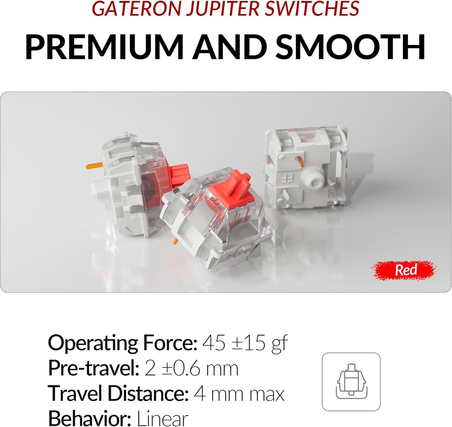 imageKeychron V6 Max Wireless Custom Mechanical Keyboard 24 GHz Bluetooth 51 QMK FullSize Layout with Hotswappable Gateron Banana Switch RGB Backlight Compatible with Mac Windows LinuxHotswap RGB Gateron Jupiter Red Switch