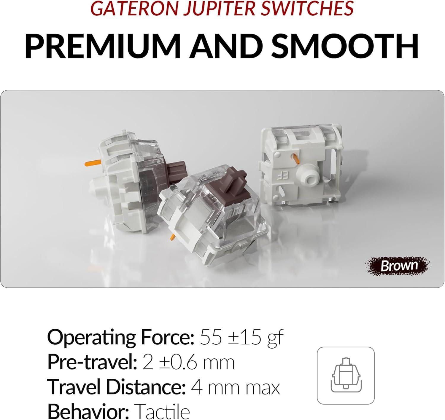 imageKeychron V6 Max Wireless Custom Mechanical Keyboard 24 GHz Bluetooth 51 QMK FullSize Layout with Hotswappable Gateron Banana Switch RGB Backlight Compatible with Mac Windows LinuxHotswap RGB Gateron Jupiter Brown Switch