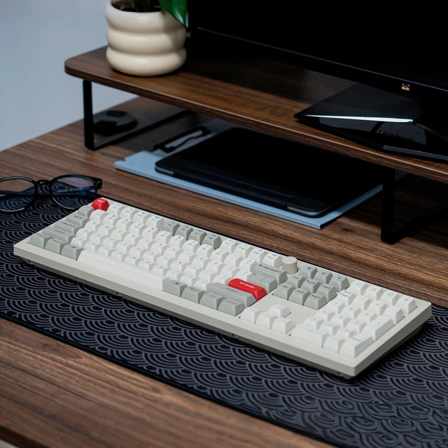 imageKeychron V6 Max Wireless Custom Mechanical Keyboard 24 GHz Bluetooth 51 QMK FullSize Layout with Hotswappable Gateron Banana Switch RGB Backlight Compatible with Mac Windows LinuxHotswap RGB Gateron Jupiter Banana Switch