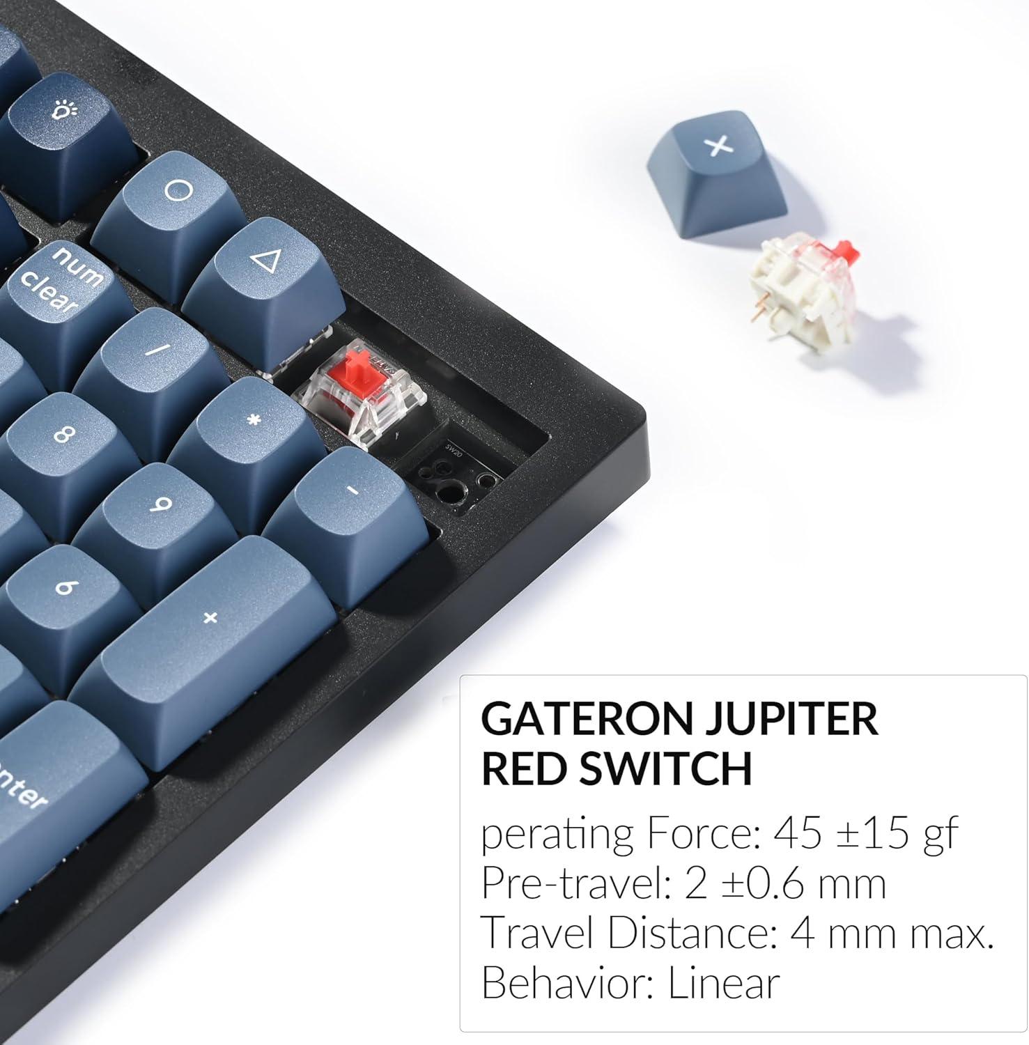 imageKeychron V6 Max Wireless Custom Mechanical Keyboard 24 GHz Bluetooth QMK FullSize Layout RGB with Hotswappable Gateron Brown Switch Compatible with Mac Windows LinuxHotswap Gateron Jupiter Red Switch