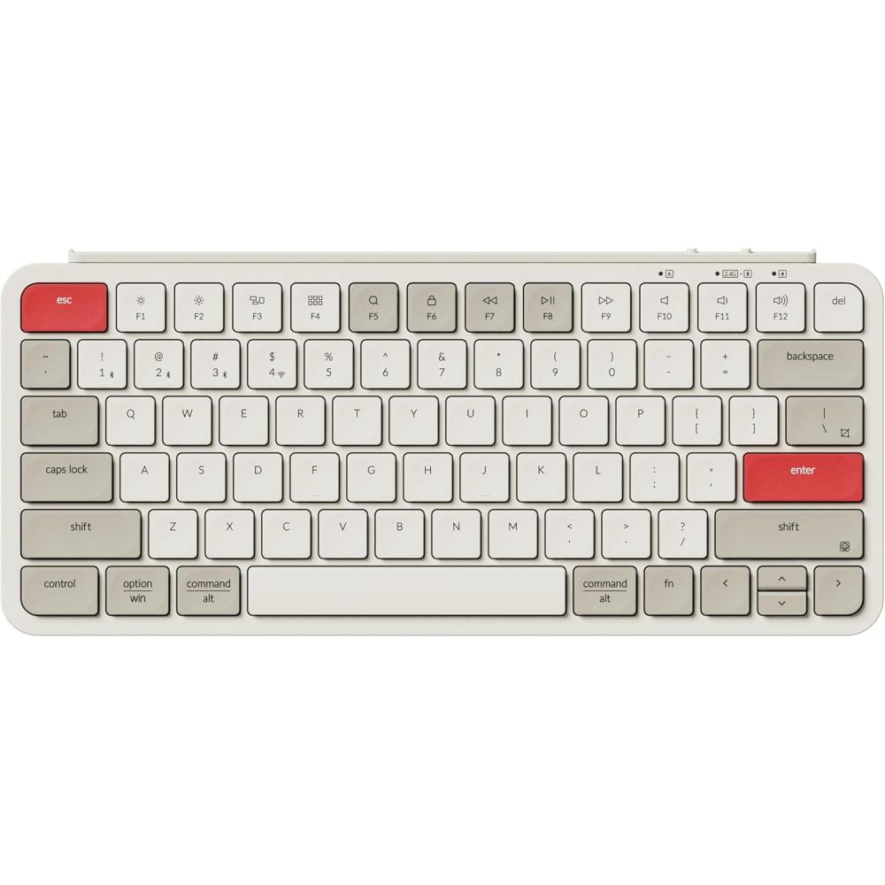 imageKeychron B1 Pro UltraSlim Wireless ZMK Custom Keyboard Programmable Bluetooth24 GWired Lightweight with 1200Hour Long Battery Life Quiet Key for MacWindows Space GrayRetro Red