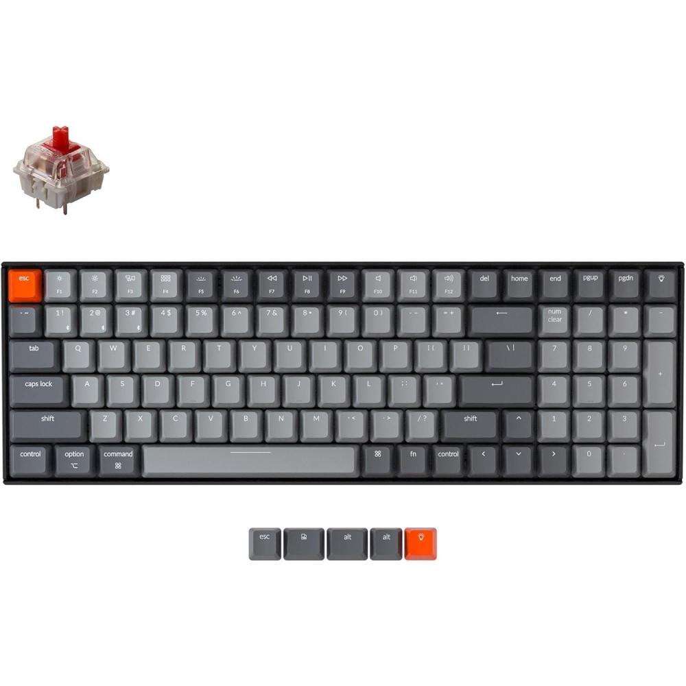 imageKeychron K4 96 Layout 100 Keys Wireless Bluetooth 51Wired USB Mechanical Gaming Keyboard with Gateron G Pro Brown Switch White LED Backlight NKey Rollover for Mac Windows PCVersion 2Keychron Super Red Switch