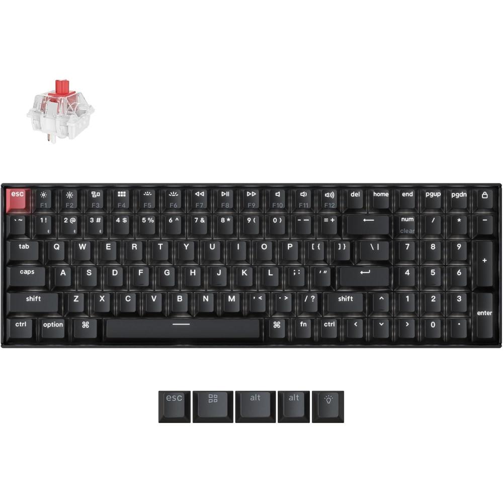 imageKeychron K4 96 Layout 100 Keys Wireless Bluetooth 51Wired USB Mechanical Gaming Keyboard with Gateron G Pro Brown Switch White LED Backlight NKey Rollover for Mac Windows PCVersion 2Hotswappable Keychron Super Red Switch