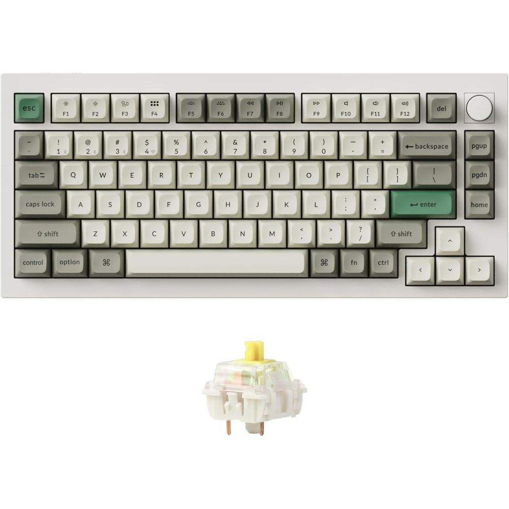 imageKeychron Q1 Max RGB QMKVIA Custom Mechanical Keyboard Full Metal Programmable Knob 24 GHzBluetoothWired Keyboard with HotSwappable Gateron Jupiter Red Switch for Mac Windows Linux  WhiteBanana Switch