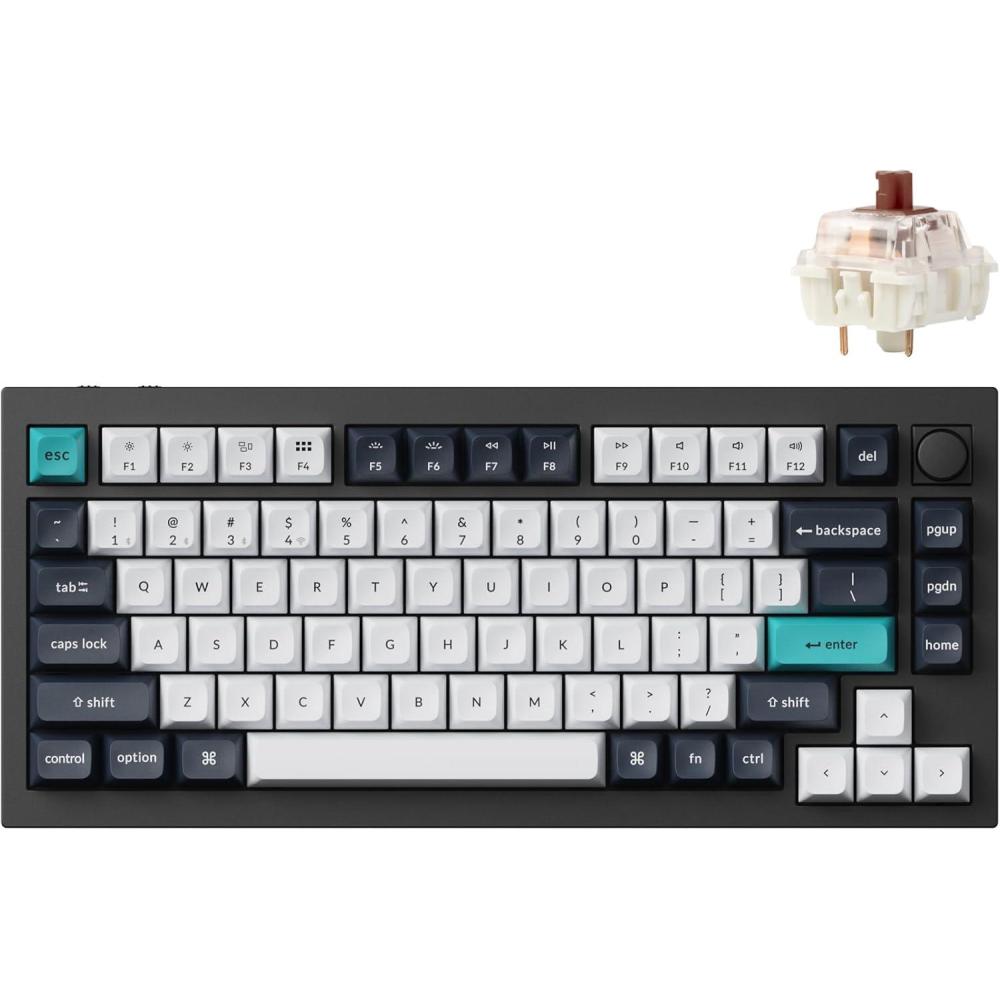 imageKeychron Q1 Max RGB QMKVIA Custom Mechanical Keyboard HotSwappable Full Metal Programmable Knob with Gateron Jupiter Red Switch 24 GHzBluetoothWired Gaming Keyboard for Mac Windows LinuxBrown Switch