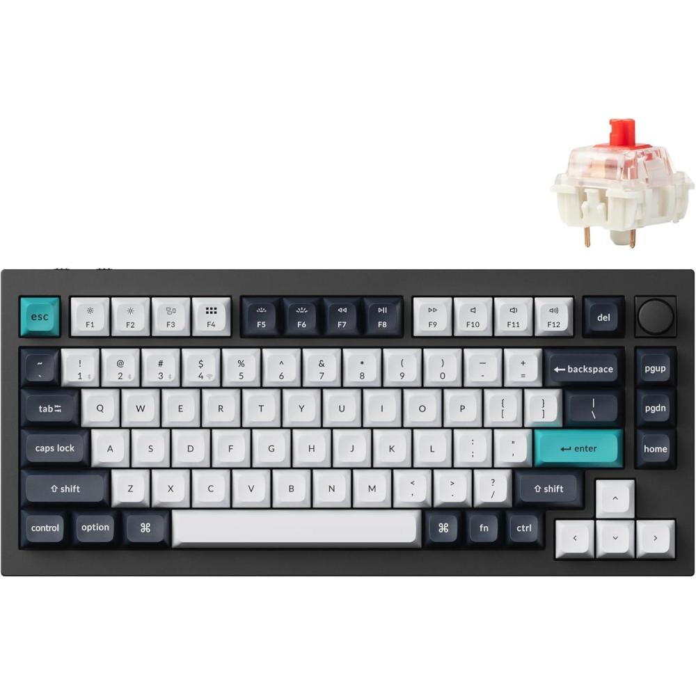 imageKeychron Q1 Max RGB QMKVIA Custom Mechanical Keyboard HotSwappable Full Metal Programmable Knob with Gateron Jupiter Red Switch 24 GHzBluetoothWired Gaming Keyboard for Mac Windows LinuxRed Switch