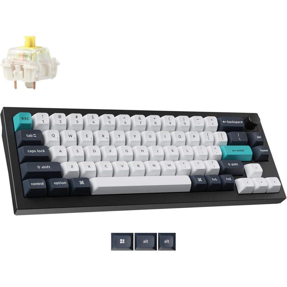 imageKeychron Q2 Max Wireless Custom Mechanical Gaming Keyboard QMKVIA Programmable Knob 24 GHzBluetooth 51Wired 65 Compact RGB HotSwap with Gateron Brown Switch for Mac Windows Linux  WhiteGateron Jupiter Banana SwitchBlack