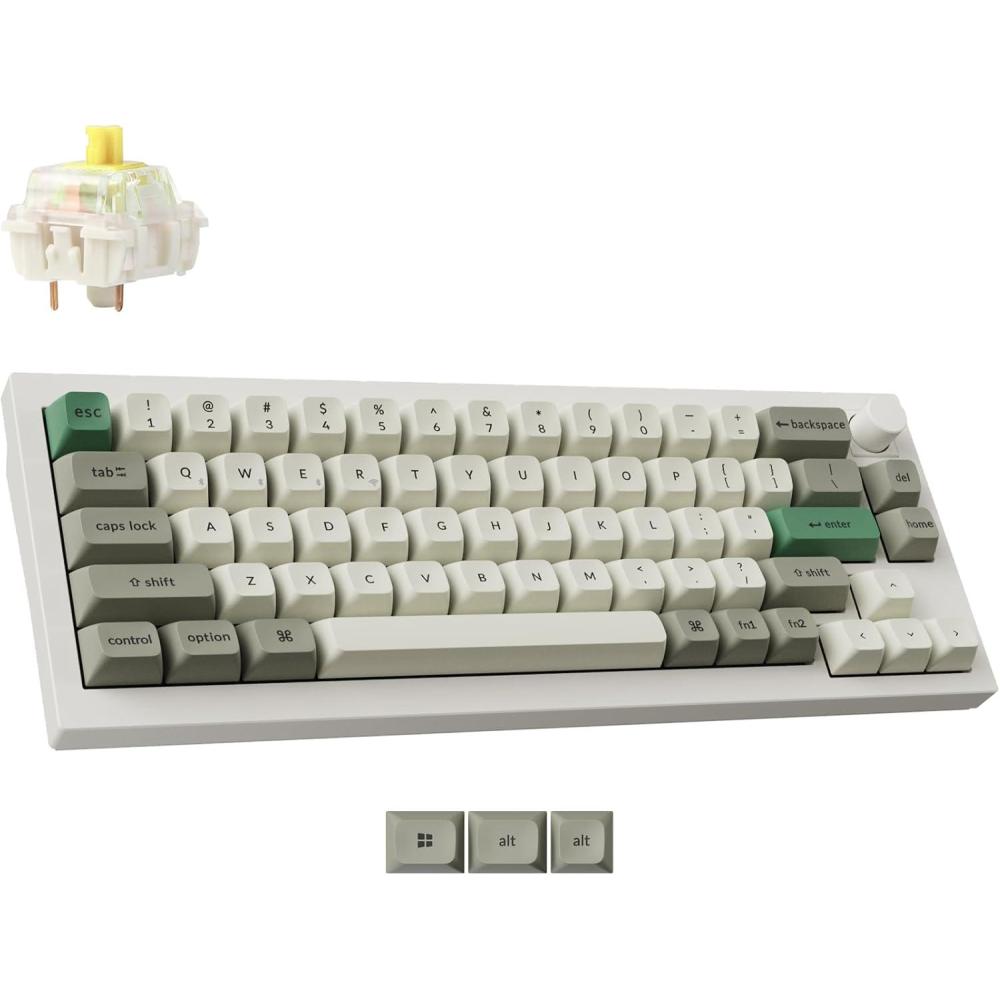 imageKeychron Q2 Max Wireless Custom Mechanical Gaming Keyboard QMKVIA Programmable Knob 24 GHzBluetooth 51Wired 65 Compact RGB HotSwap with Gateron Brown Switch for Mac Windows Linux  WhiteGateron Jupiter Banana SwitchWhite