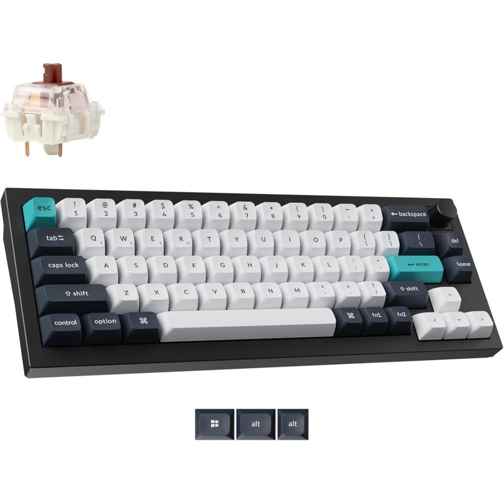 imageKeychron Q2 Max Wireless Custom Mechanical Gaming Keyboard QMKVIA Programmable Knob 24 GHzBluetooth 51Wired 65 Compact RGB HotSwap with Gateron Brown Switch for Mac Windows Linux  WhiteGateron Jupiter Brown SwitchBlack