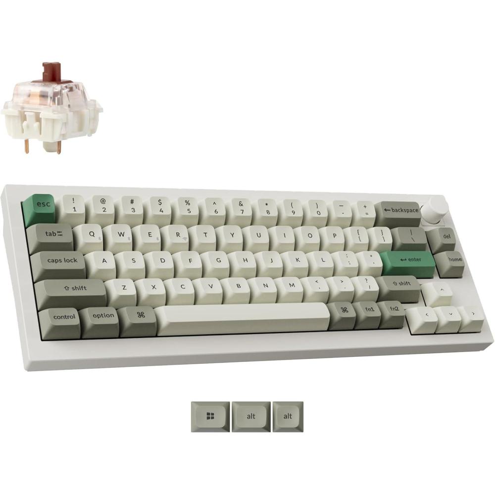 imageKeychron Q2 Max Wireless Custom Mechanical Gaming Keyboard QMKVIA Programmable Knob 24 GHzBluetooth 51Wired 65 Compact RGB HotSwap with Gateron Brown Switch for Mac Windows Linux  WhiteGateron Jupiter Brown SwitchWhite
