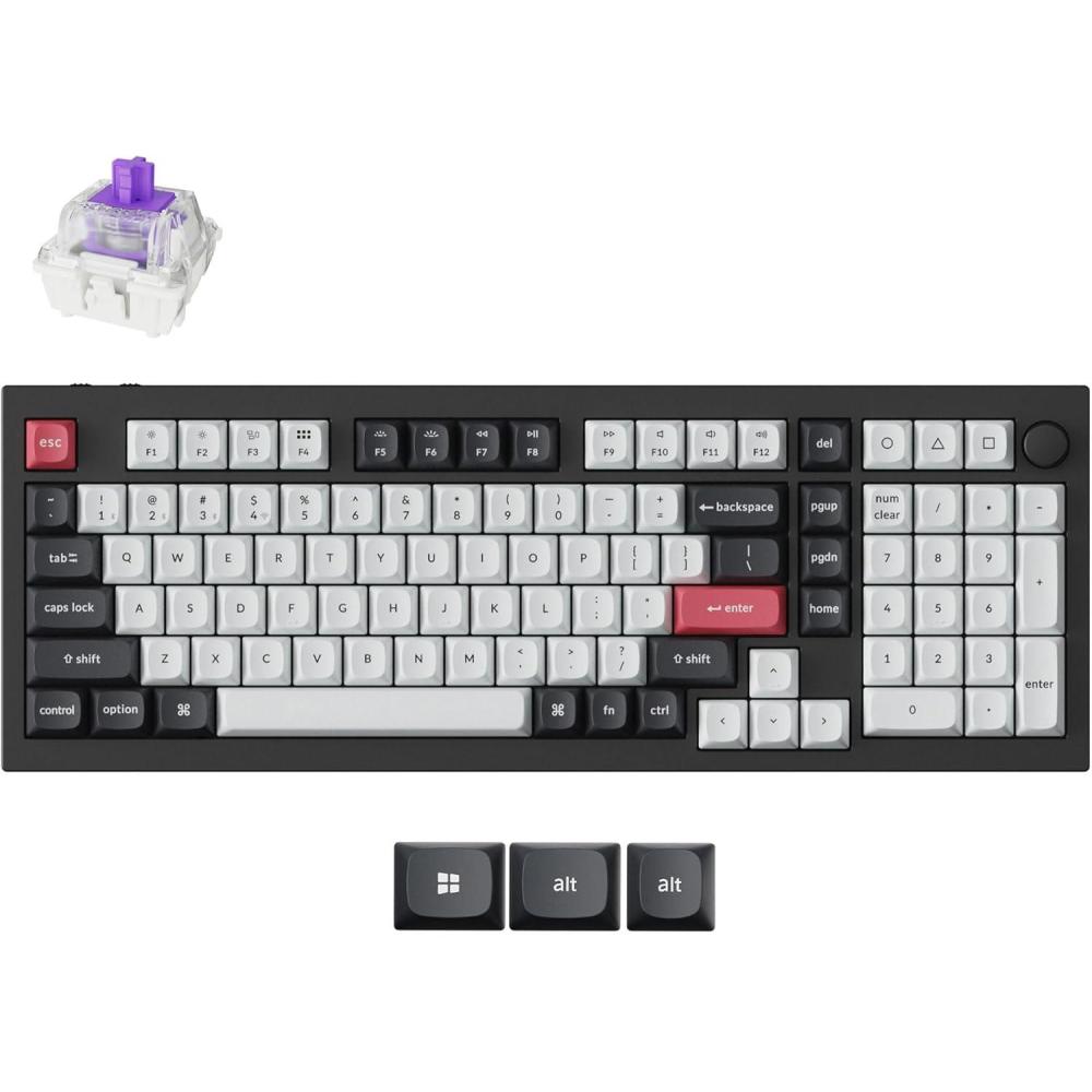 imageKeychron Q5 HE QMK Wireless Custom Mechanical Keyboard with Knob 24 GHzBluetoothWired 96 Layout HotSwappable Programmable RGB Backlit Gateron Magnetic Switches for Mac Windows Shell WhiteCarbon Black