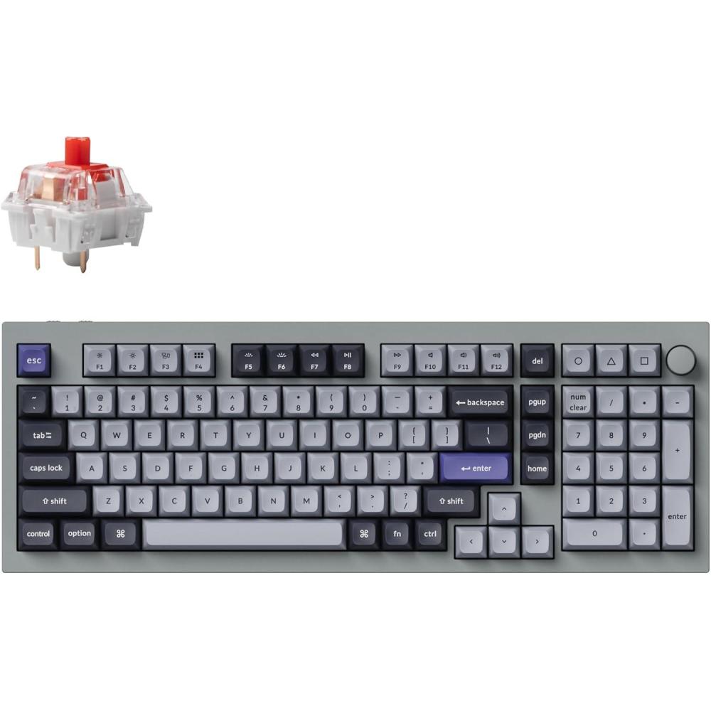 imageKeychron Q5 Pro QMKVIA Wireless Custom Mechanical Keyboard 96 Layout with Programmable Knob KSA DoubleShot PBT Keycaps with Hotswappable K Pro Red Switch for Mac Windows Linux  GrayHotswappable K Pro Red Switch