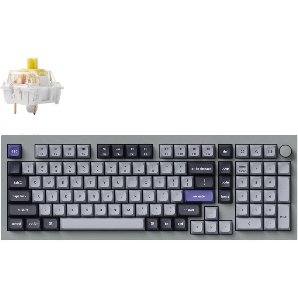 imageKeychron Q5 Pro QMKVIA Wireless Custom Mechanical Keyboard 96 Layout with Programmable Knob KSA DoubleShot PBT Keycaps with Hotswappable K Pro Red Switch for Mac Windows Linux  GrayHotswappable K Pro Banana Switch