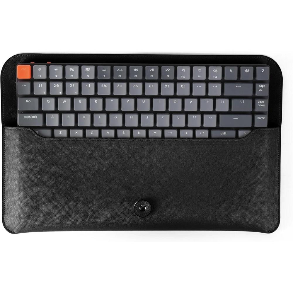 imageKeychron Saffiano Leather Travel Pouch Slim 75 Compact Mechanical Keyboard Sleeve Compatible with K3 K3 Pro K3 Max K12 S1 BlackBlack