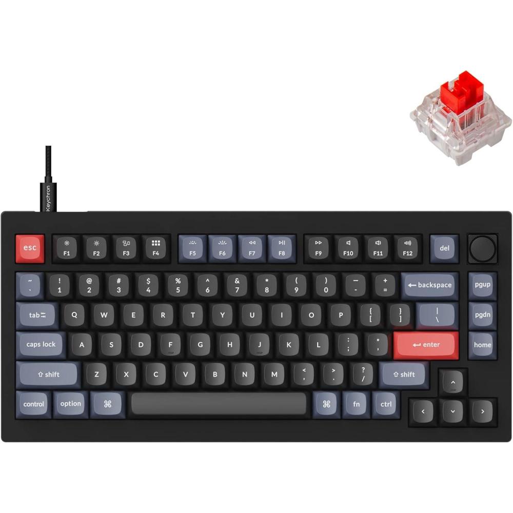 imageKeychron V1 75 Wired Mechanical Keyboard QMKVIA Programmable Hotswappable K Pro Brown Switches Compatible with Mac Windows Linux  Carbon BlackHotswap Keychron K Pro Red Switch