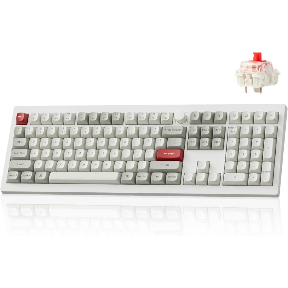 imageKeychron V6 Max Wireless Custom Mechanical Keyboard 24 GHz Bluetooth 51 QMK FullSize Layout with Hotswappable Gateron Banana Switch RGB Backlight Compatible with Mac Windows LinuxHotswap RGB Gateron Jupiter Red Switch