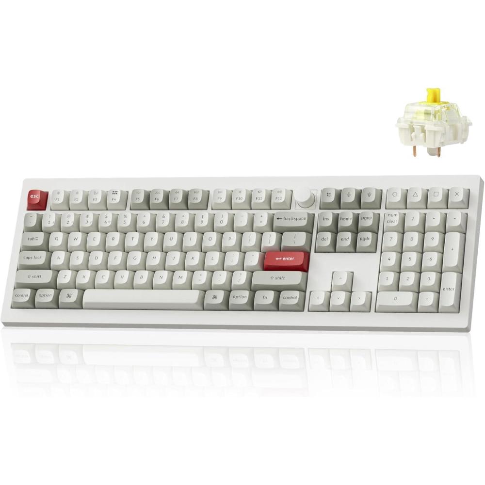 imageKeychron V6 Max Wireless Custom Mechanical Keyboard 24 GHz Bluetooth 51 QMK FullSize Layout with Hotswappable Gateron Banana Switch RGB Backlight Compatible with Mac Windows LinuxHotswap RGB Gateron Jupiter Banana Switch
