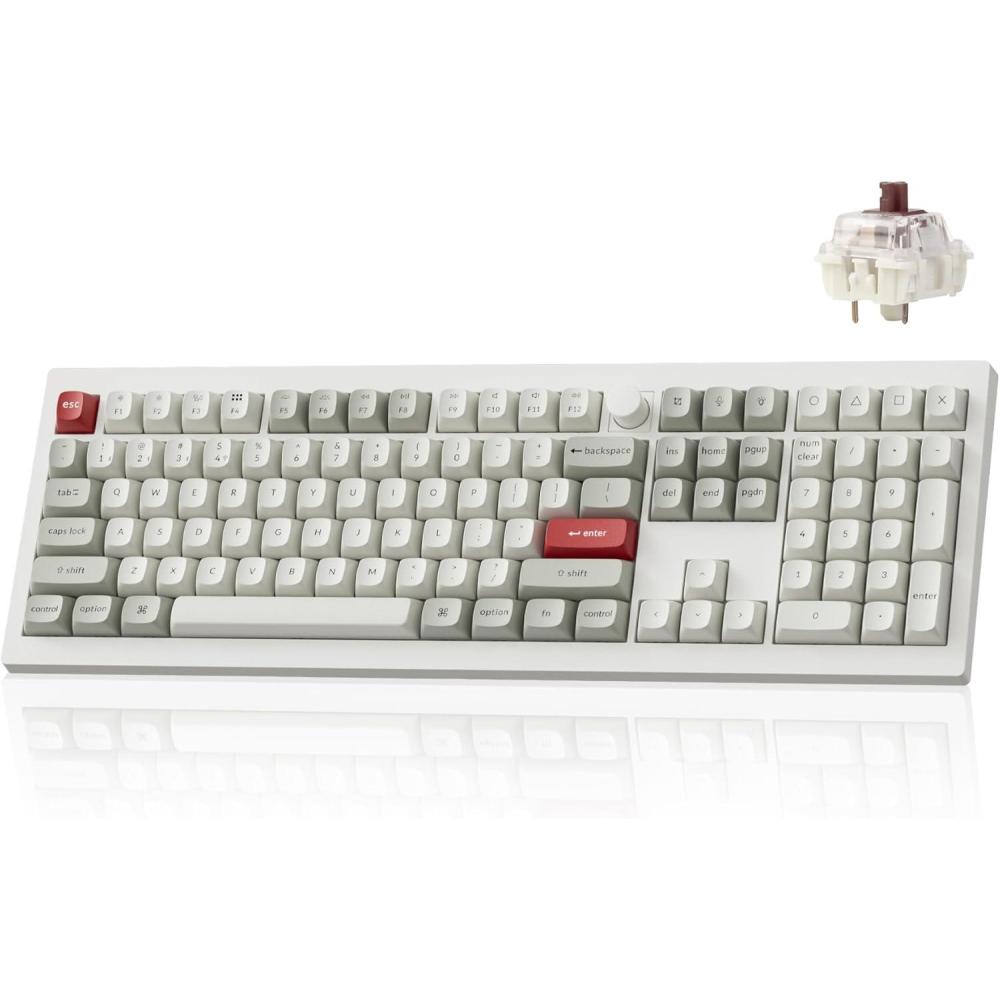 imageKeychron V6 Max Wireless Custom Mechanical Keyboard 24 GHz Bluetooth 51 QMK FullSize Layout with Hotswappable Gateron Banana Switch RGB Backlight Compatible with Mac Windows LinuxHotswap RGB Gateron Jupiter Brown Switch