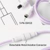 Keychron Custom Coiled Aviator Cable, Light Purple, 5-Pin (GX12) Detachable Metal Connector, USB-C to USB-C with USB-A Adapter, Durable Braided Cable for Mechanical Keyboards, Charging & Data Transfer(Light Purple)