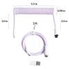 Keychron Custom Coiled Aviator Cable, Light Purple, 5-Pin (GX12) Detachable Metal Connector, USB-C to USB-C with USB-A Adapter, Durable Braided Cable for Mechanical Keyboards, Charging & Data Transfer(Light Purple)