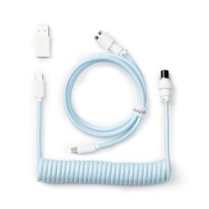 Keychron Custom Coiled Aviator Cable, Light Purple, 5-Pin (GX12) Detachable Metal Connector, USB-C to USB-C with USB-A Adapter, Durable Braided Cable for Mechanical Keyboards, Charging & Data Transfer(Light Blue)