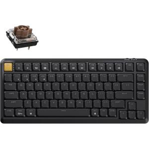 Keychron KJ1 Low Profile Wireless Mechanical Keyboard – 75% Layout Red Switch, QMK RGB Backlit, 2.4G/Bluetooth/USB-C, Double-Shot PBT Keycaps, 2000mAh Battery, Mac/Win/Linux Compatible – Black(Black – Brown Switch)