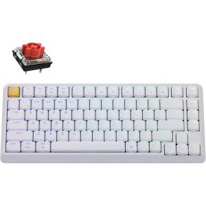 Keychron KJ1 Low Profile Wireless Mechanical Keyboard – 75% Layout Red Switch, QMK RGB Backlit, 2.4G/Bluetooth/USB-C, Double-Shot PBT Keycaps, 2000mAh Battery, Mac/Win/Linux Compatible – Black(White – Red Switch)