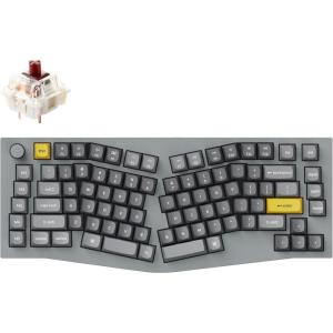Keychron Q10 Wired Custom Mechanical Keyboard Knob Version, 75% Alice Layout QMK/VIA Programmable Macro with Hot-swappable Gateron G Pro Brown Switch Compatible with Mac Windows Linux (Grey)