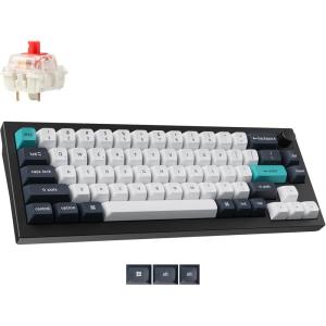 Keychron Q2 Max Wireless Custom Mechanical Gaming Keyboard, QMK/VIA Programmable Knob 2.4 GHz/Bluetooth 5.1/Wired, 65% Compact RGB Hot-Swap with Gateron Brown Switch for Mac Windows Linux – White(Gateron Jupiter Red Switch-Black)