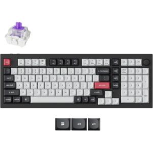 Keychron Q5 HE QMK Wireless Custom Mechanical Keyboard with Knob, 2.4 GHz/Bluetooth/Wired 96% Layout Hot-Swappable Programmable RGB Backlit Gateron Magnetic Switches for Mac Windows, Shell White(Carbon Black)