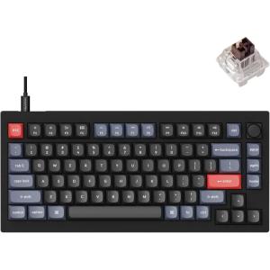 Keychron V1 75% Wired Mechanical Keyboard, QMK/VIA Programmable, Hot-swappable K Pro Brown Switches, Compatible with Mac Windows Linux – Carbon Black(Hot-swap Keychron K Pro Brown Switch)