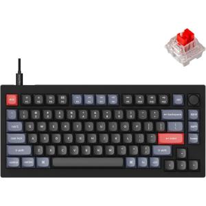 Keychron V1 75% Wired Mechanical Keyboard, QMK/VIA Programmable, Hot-swappable K Pro Brown Switches, Compatible with Mac Windows Linux – Carbon Black(Hot-swap Keychron K Pro Red Switch)