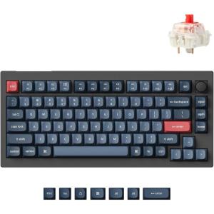 Keychron V1 Max 75% RGB Custom Mechanical Keyboard, 2.4Ghz/Bluetooth 5.1/Wired QMK/VIA Programmable Macro, Hot-Swappable Gateron Jupiter Red Switch Gasket Mount for Mac Windows Linux(Gateron Jupiter Red Switch)