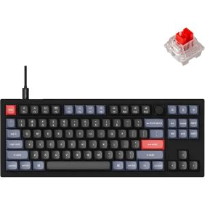 Keychron V3 Wired Custom Mechanical Keyboard Knob Version, TKL QMK/VIA Programmable with Hot-swappable Keychron K Pro Brown Switch Compatible with Mac Windows Linux Carbon Black (Non-Transparent)(Hot-swap Keychron K Pro Red Switch)