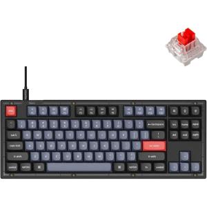 Keychron V3 Wired Custom Mechanical Keyboard, TKL Tenkeyless QMK/VIA Programmable Macro with Hot-swappable Keychron K Pro Brown Switch Compatible with Mac Windows Linux (Frosted Black-Translucent)(Hot-swap Keychron K Pro Red Switch)