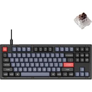 Keychron V3 Wired Custom Mechanical Keyboard, TKL Tenkeyless QMK/VIA Programmable Macro with Hot-swappable Keychron K Pro Brown Switch Compatible with Mac Windows Linux (Frosted Black-Translucent)(Hot-swap Keychron K Pro Brown Switch)
