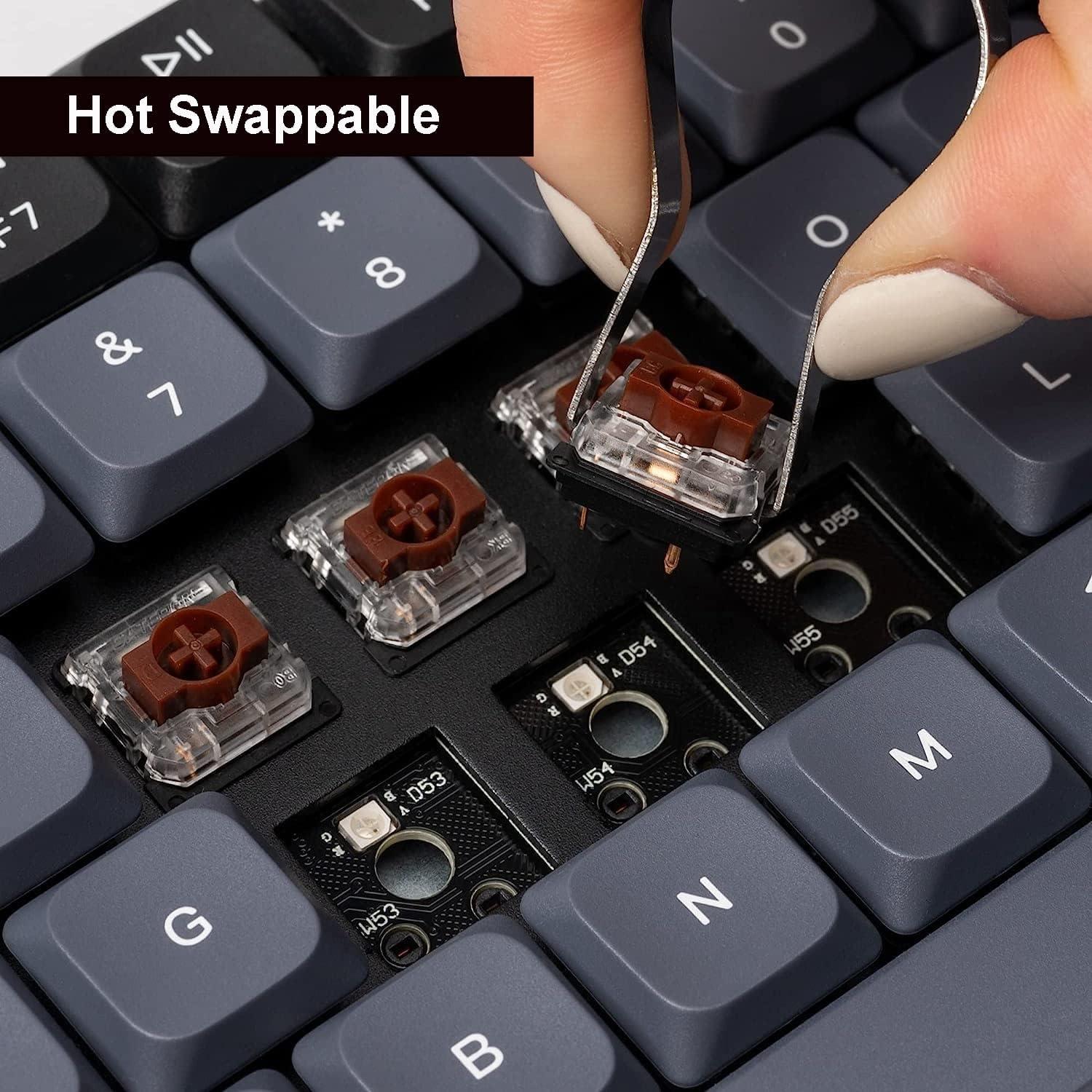 imageKeychron K5 Pro Wireless Custom Mechanical Keyboard 100 Full Size Layout Hot Swappable Programmable UltraSlim RGB Backlit Low Profile Gateron Brown Switch BluetoothWired for Mac Windows LinuxBrown Switch